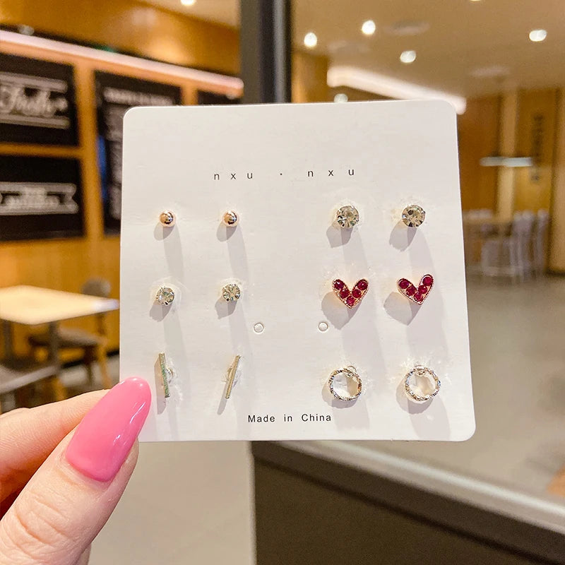 New S925 Silver Needle Stud Earrings Set for Women Girls Simple Cute Exquisite Mini Earrings Jewelry Gift Wholesale Direct Sales