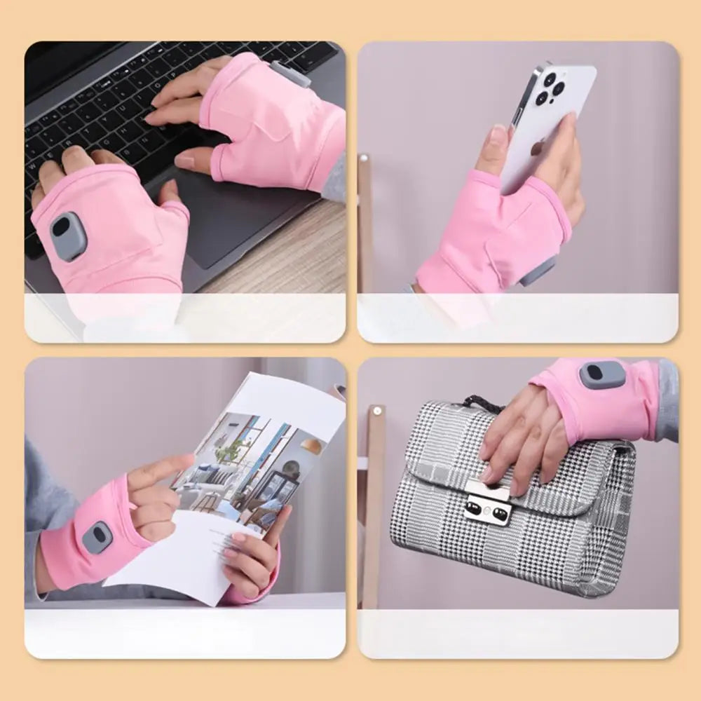 Heated Gloves USB Rechargeable Heating Mittens Winter Half Hand Warmers Electric Thermal Gloves For Cold Weather