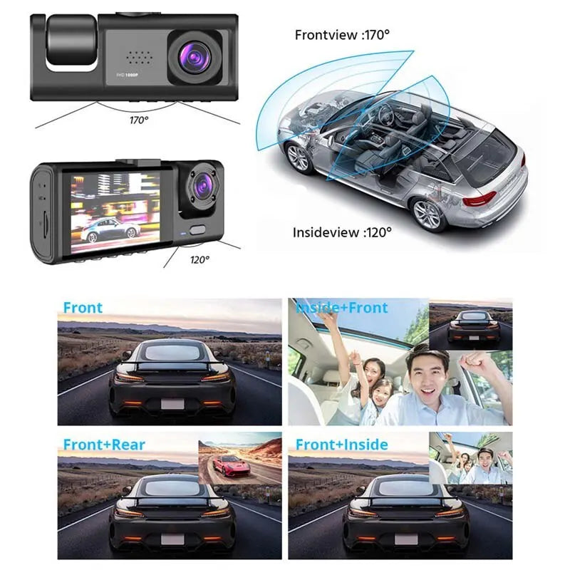 Dash Cam 1080P Car Video Recorder W/ IR Night Vision Loop Recording & 2