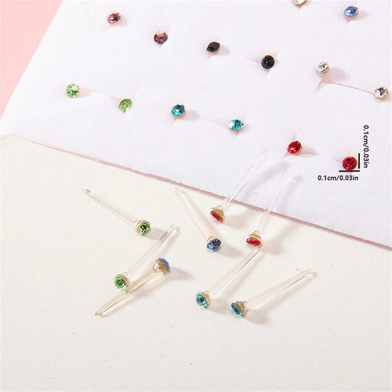 New 100Pairs/set Mini Colorful Crystal Stud Earrings Set Women Plastic Rhinestone Earrings Sets For Girl Jewelry Party Gifts