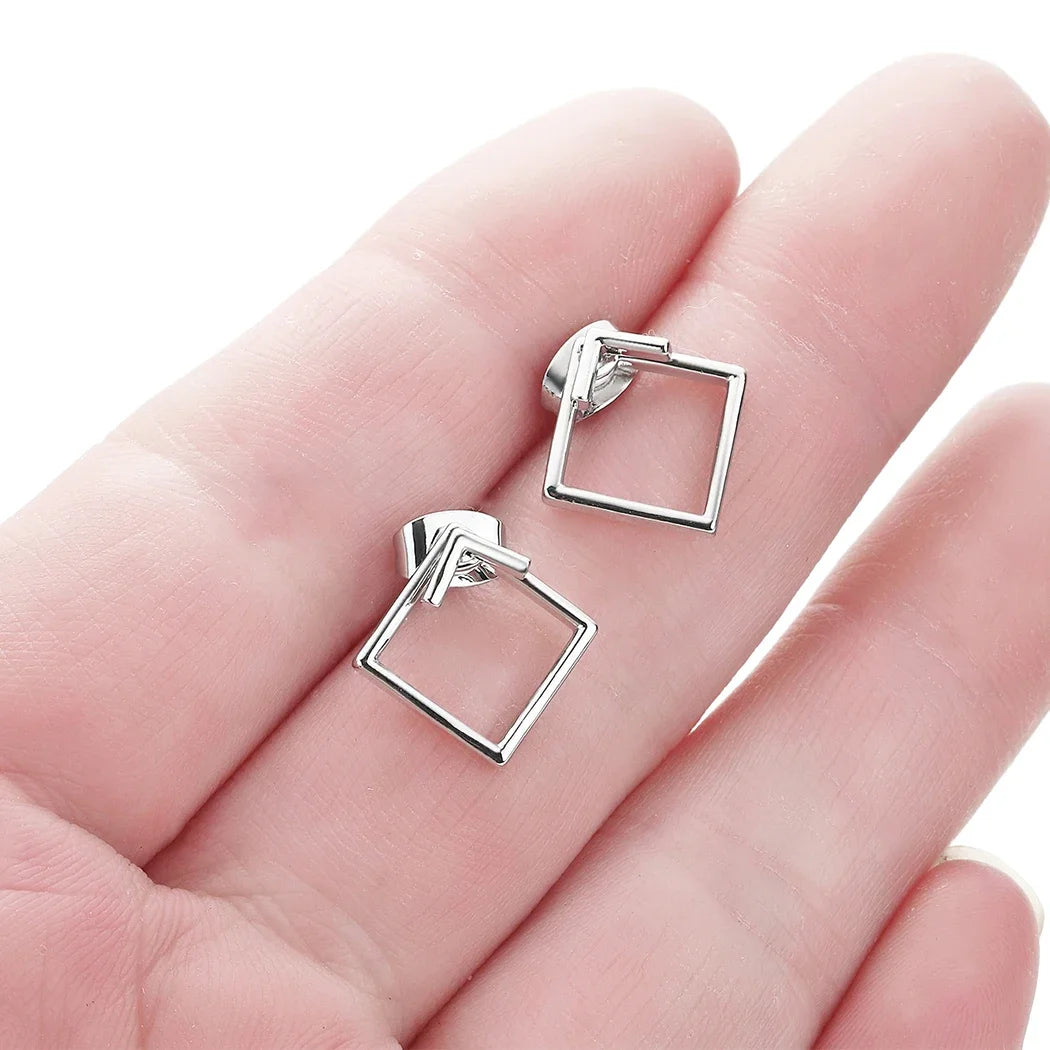 Minimalist Geometric Ear Jackets Front and Back Earrings for Women Girls Gold Color Dainty Square Ear Jackets Boho Jewelry