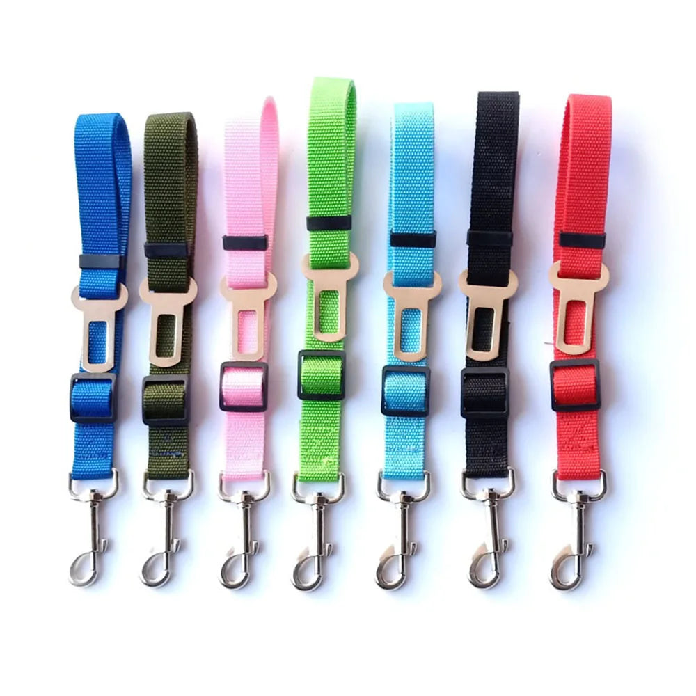 Adjustable Dog Car Seat Belt Harness for Dogs Nylon Reflective Cushioning Elasticity Car Travel Dog Accessories for Dogs