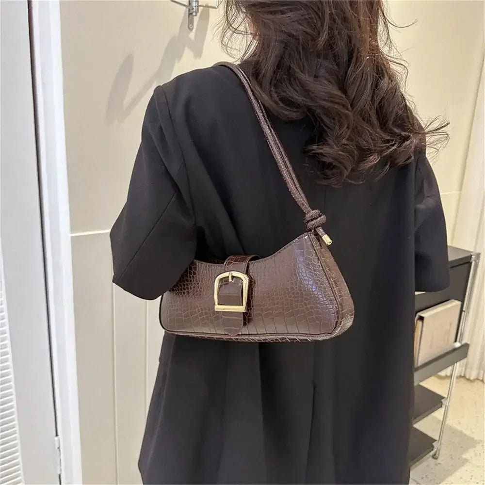 2024 New Fashion Solid Color French Small Hand Baguette Bag French Texture Popular Bag White Underarm Bag Female