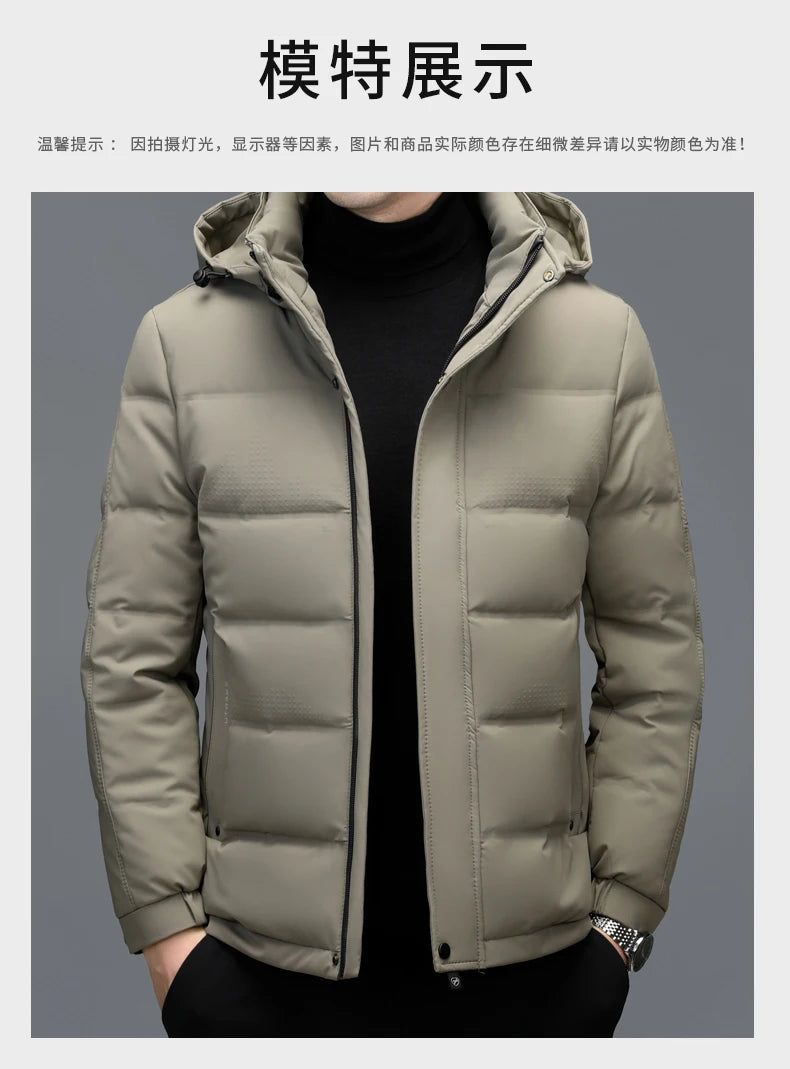 YX-2602 Winter New Men's Short Down Jacket Thickened And Velvet Warm Brand Authentic Business And Leisure White Duck Down Top