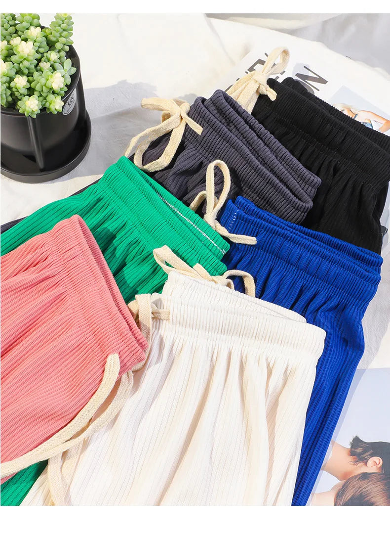 Woman's Trousers Autumn/winter Wide-leg Pants Tall Waist Loose Solid Color Drawstring Ladies Trousers Dropshipping