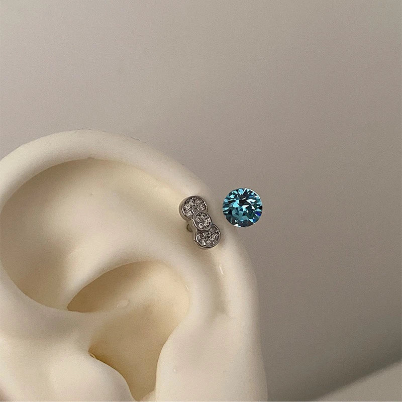 Bowknot Love Heart 316L Stainless Steel Annular Ear Bone Nail Delicate Zircon Earring for Women Y2K Punk Jewelry