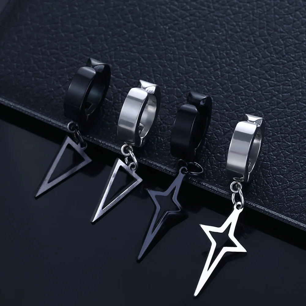 1 Pcs Geometric Triangle Cross Fake Piercing Ear Cuff Men Woman No Hole Stainless Steel Fashion Jewelry