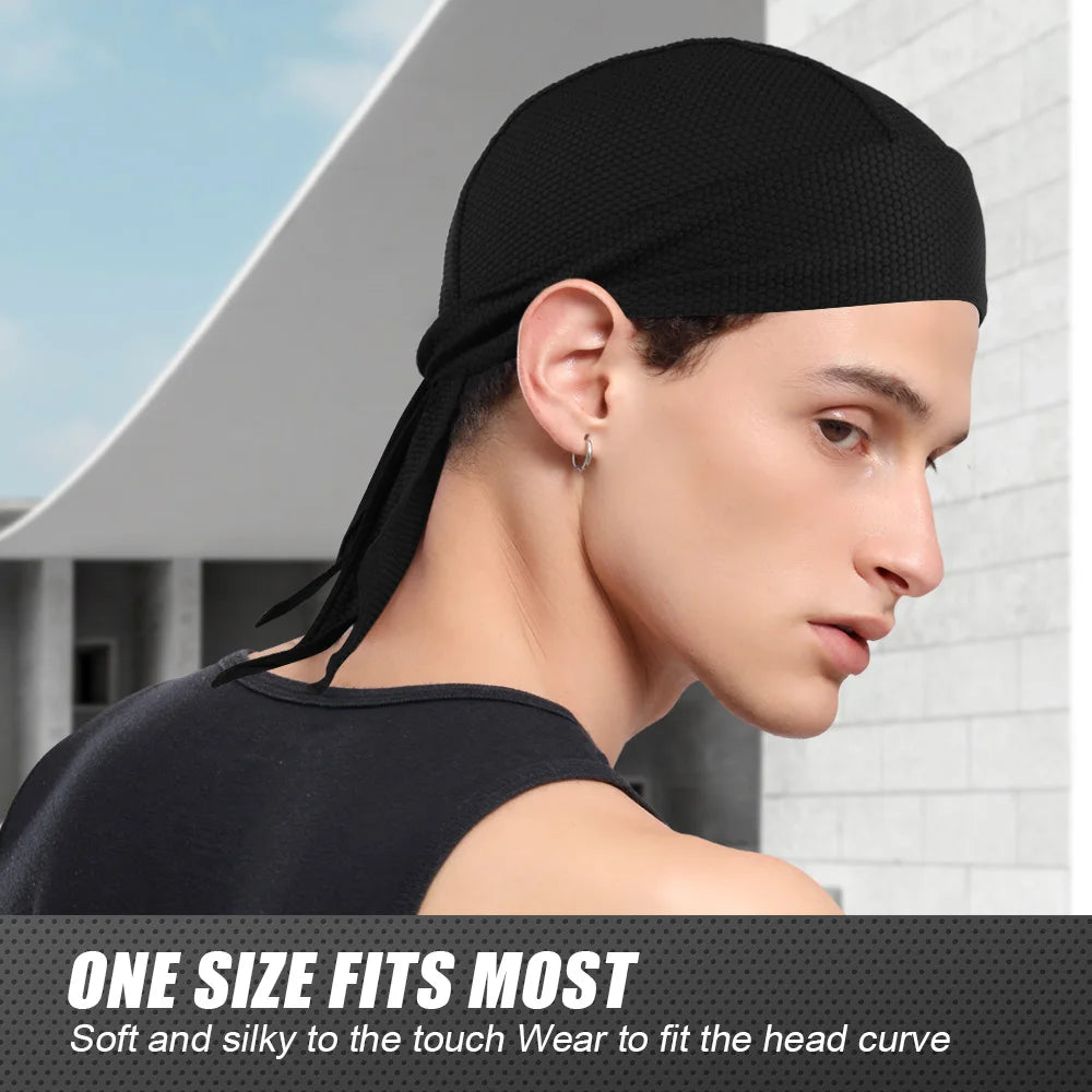 Durag Du-Rag Headwear Head Wrap Skull Cap Doo Do Rag Bandana Sports Beanies Hat Women Men Headscarf Cycling Pirate Caps Summer