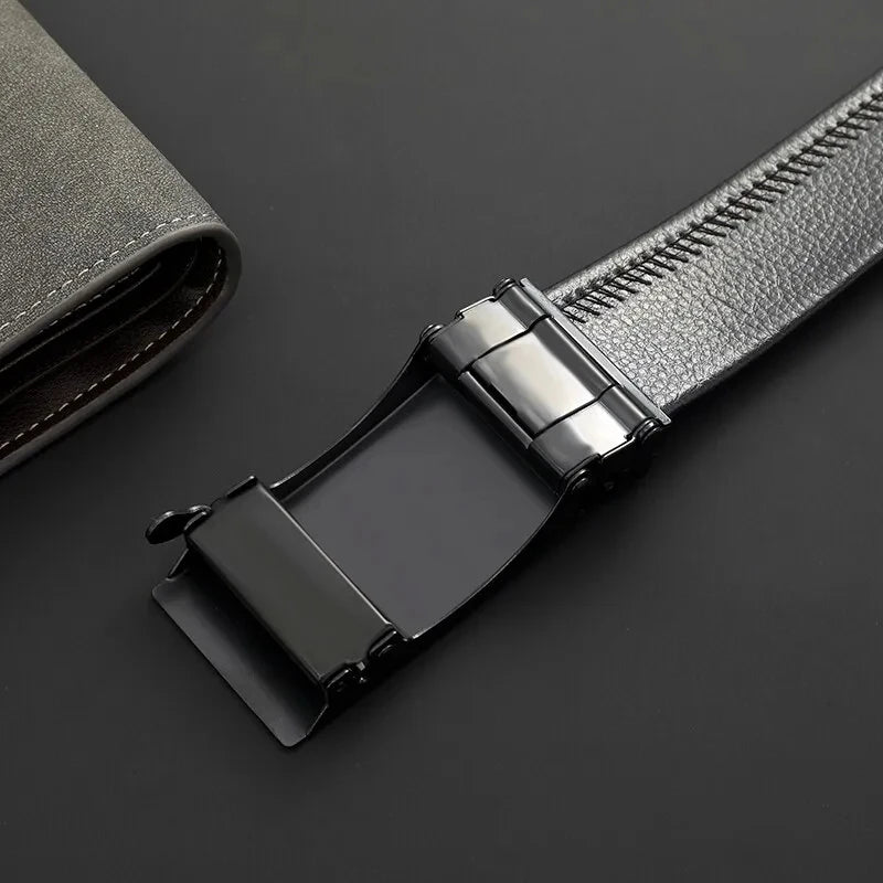 Men's belt metal automatic buckle work belt, high-quality men's belt, versatile for business and leisure