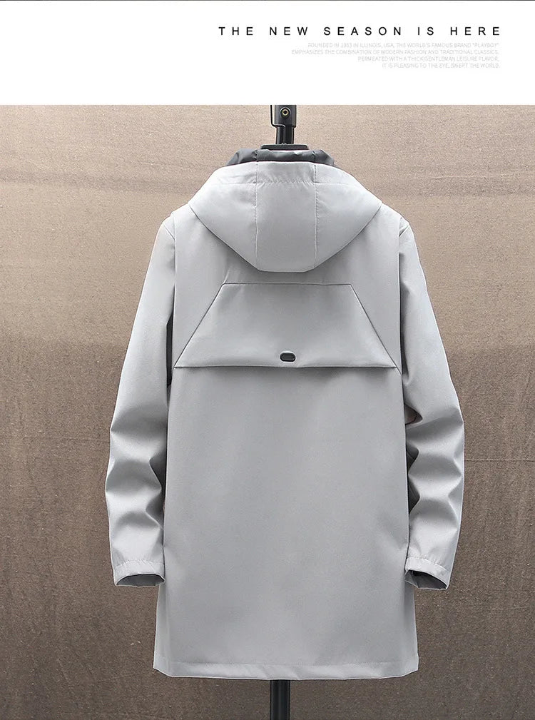 2024 Spring and Autumn New Classic Fashion In The Long Coat Men Casual Loose Comfortable High Quality Trench Coat