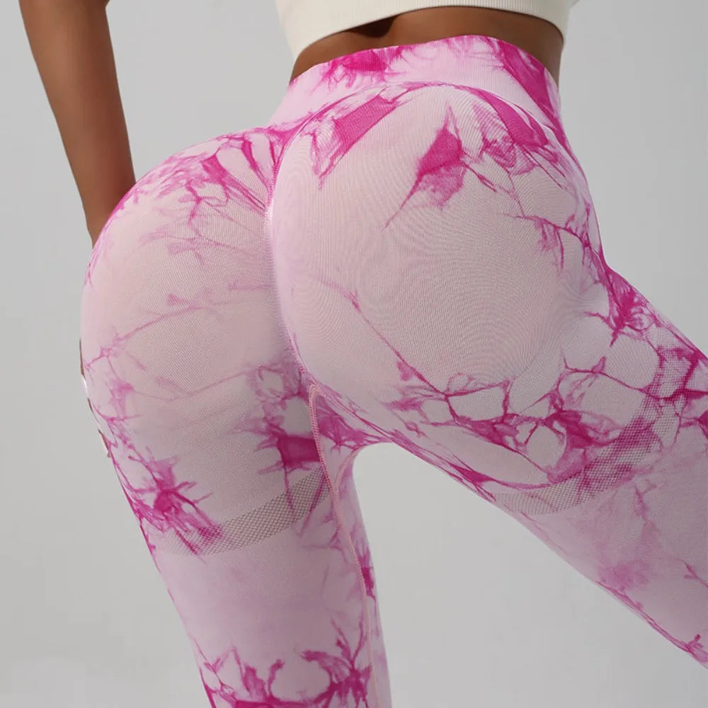 New Seamless Tie-dye Tight Sports Running High Waist Hip Lifting Peach Butt Yoga Pants for Women Women's Sets Clothing Lulu Pant