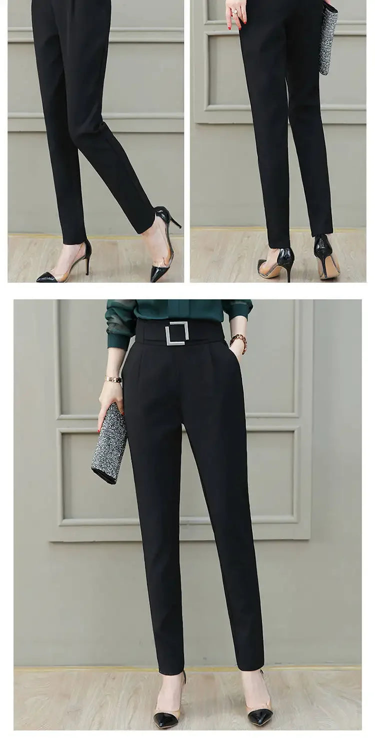 Women's High Waist Pants Spring and Summer Thin Stretch Women's Loose Trousers Casual Suit Pants Straight Office Ladies Clothes