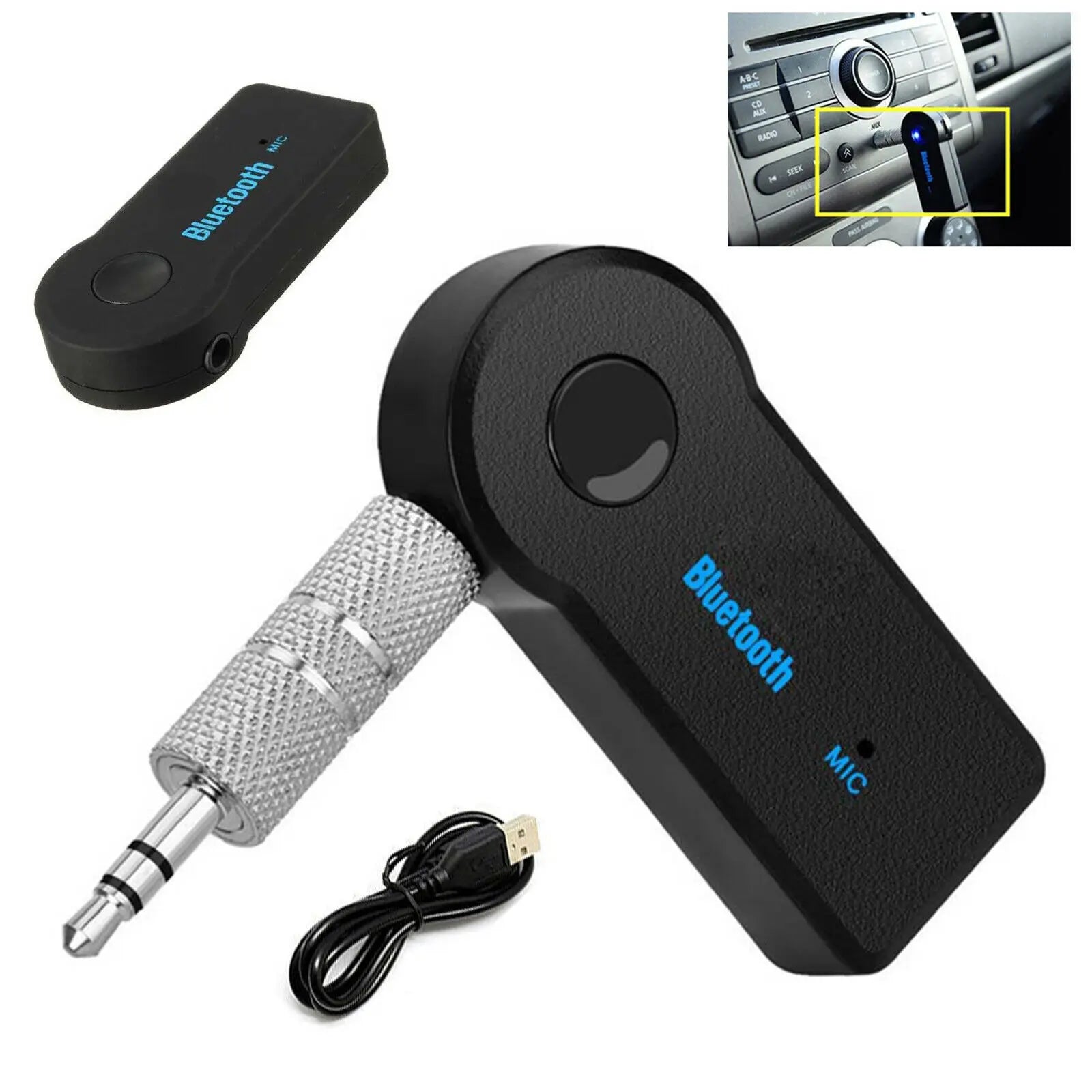 2 in 1 Wireless Bluetooth 5.0 Receiver Adapter 3.5mm Jack For Car Music Audio Aux A2dp Headphone Reciever Handsfree