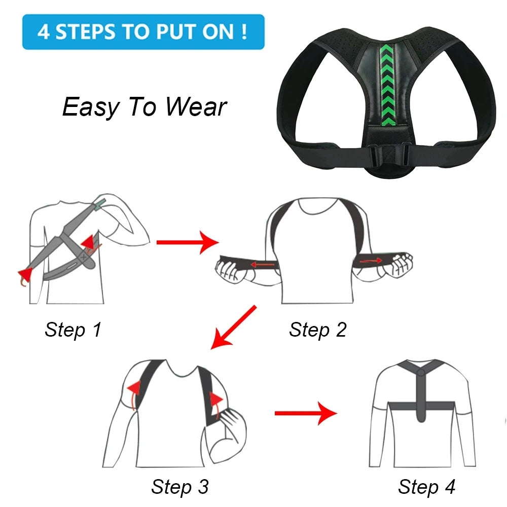 Adjustable Back Posture Corrector Belt Clavicle Spine Men Women Home Office Outdoor Upper Back Waist Shoulder Posture Correction