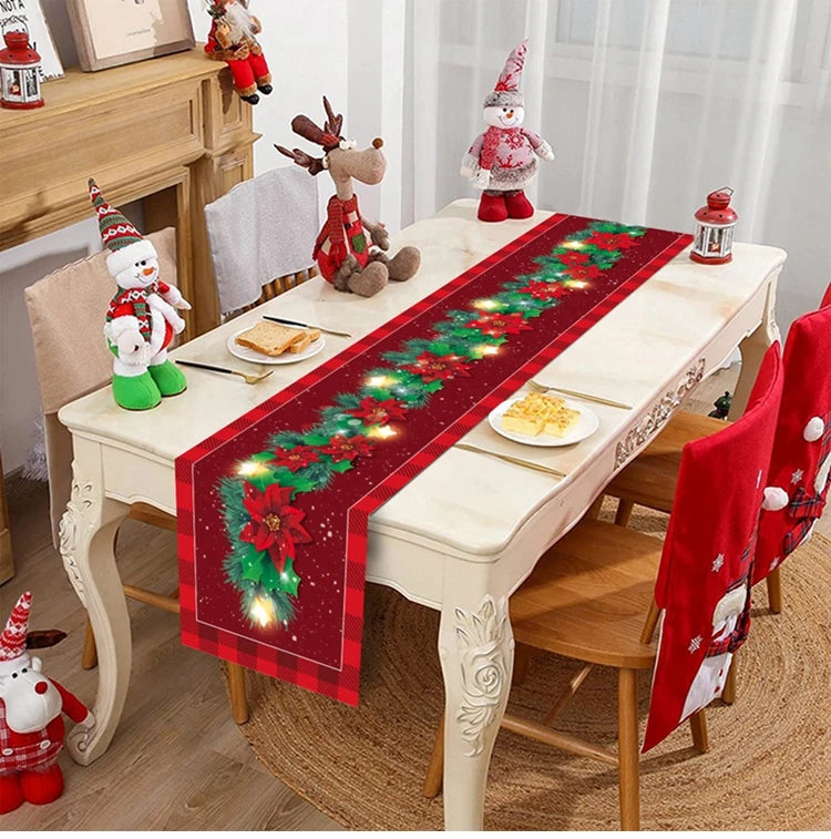 2024 Christmas Table Runners Merry Christmas Decoration for Home Tablecloth Table Cover Xmas Gifts Navidad Noel New Year 2025