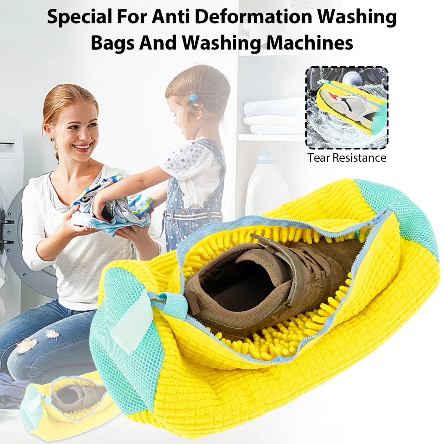 Cotton shoe washing bag, zipper shoe washing bag, washing machine specific shoe washing bag, anti deformation shoe washing bag