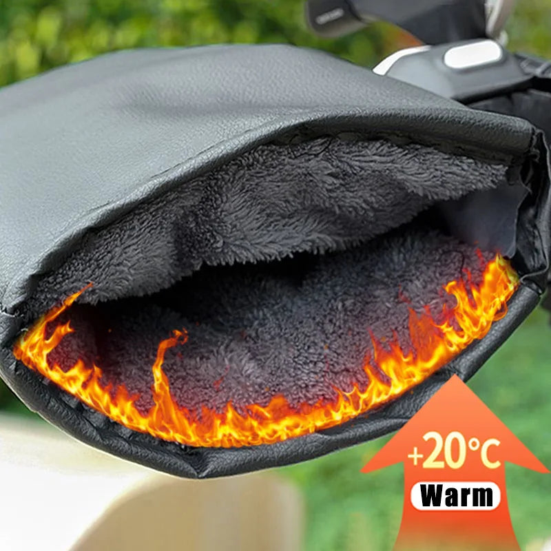 Universal Winter Motorcycle Gloves Handlebar Muffs Reflective Strip Warm Handle Bar Cover Gloves for Motorbikes Scooters Riding