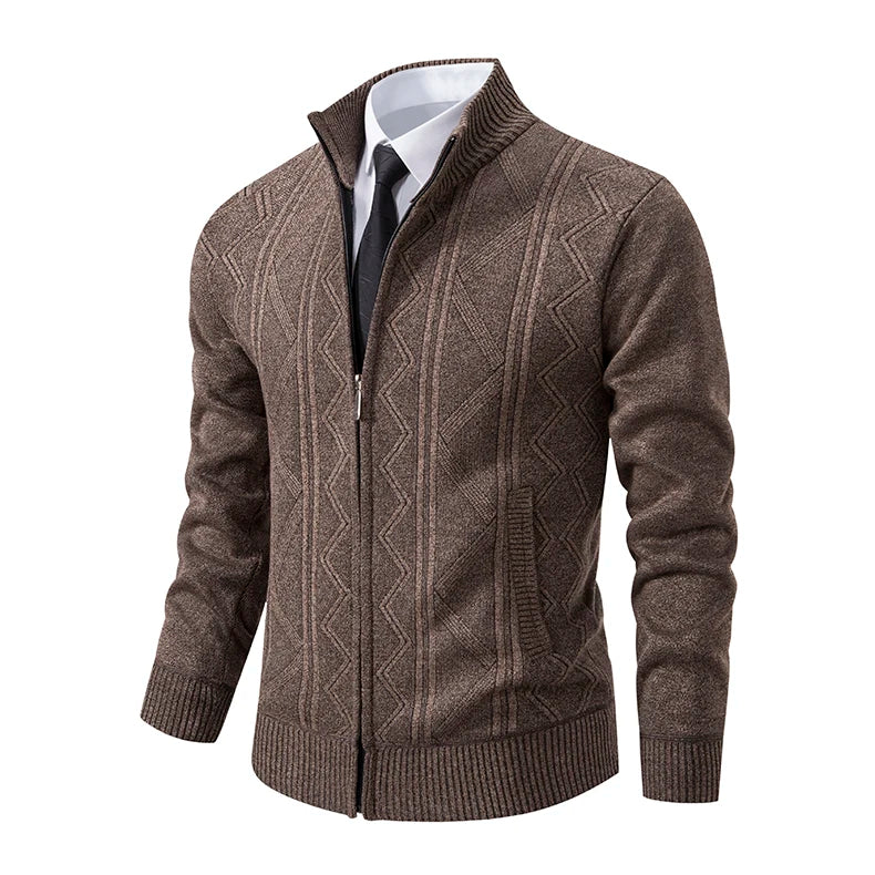 Thick Knit Jacket Men Autumn Winter Warm Stand Collar Knitted Cardigan Men's Smart Casual Sweater Coat Knitting Sweatercoat Man