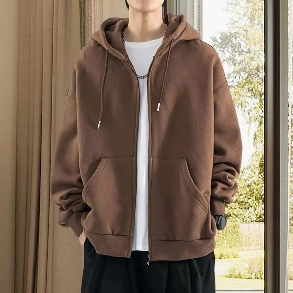 New Spring Autumn Heavy Men Women's Couple Cardigan Trendy Outdoor Sports Hooded Sweatshirt Jacket Casual Loose Thin