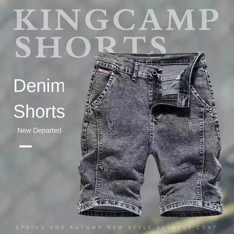 New Korean Fashion Men's Summer Casual Knee Length Cowboy Luxury Grey Solid Breathable Designer Short Jeans Men's Denim Shorts