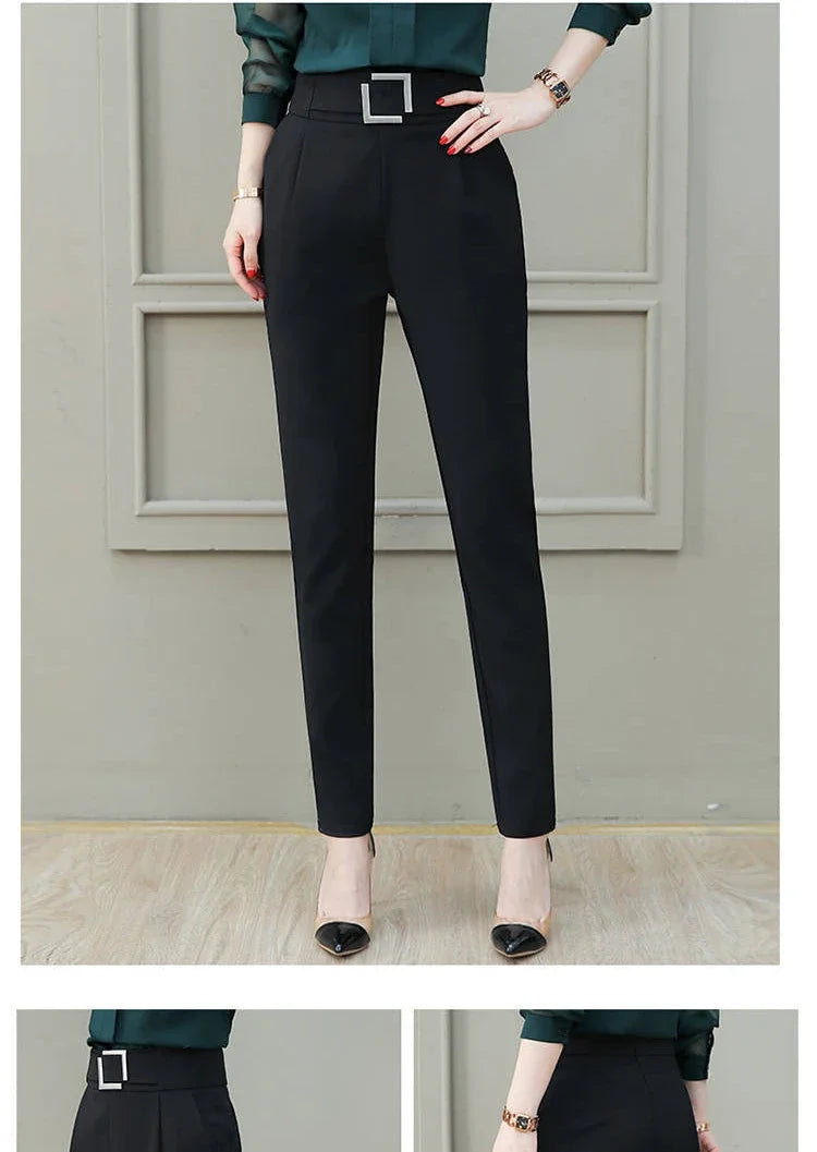 Women's High Waist Pants Spring and Summer Thin Stretch Women's Loose Trousers Casual Suit Pants Straight Office Ladies Clothes