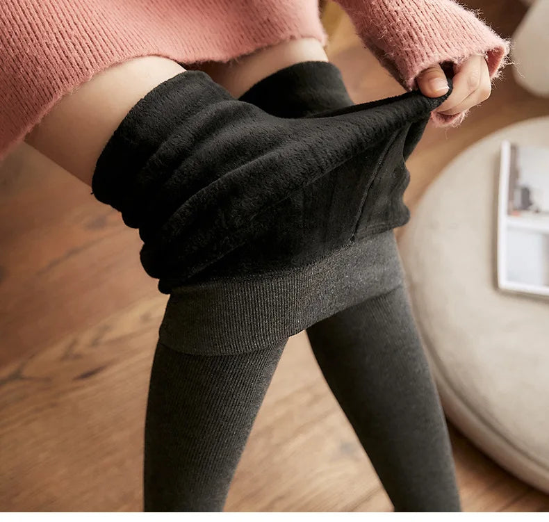 Women Winter Warm Leggings Thick Trousers Warm Fleece Plus Size Long Thicken Pants Fashion Casual Soild Color Leggings