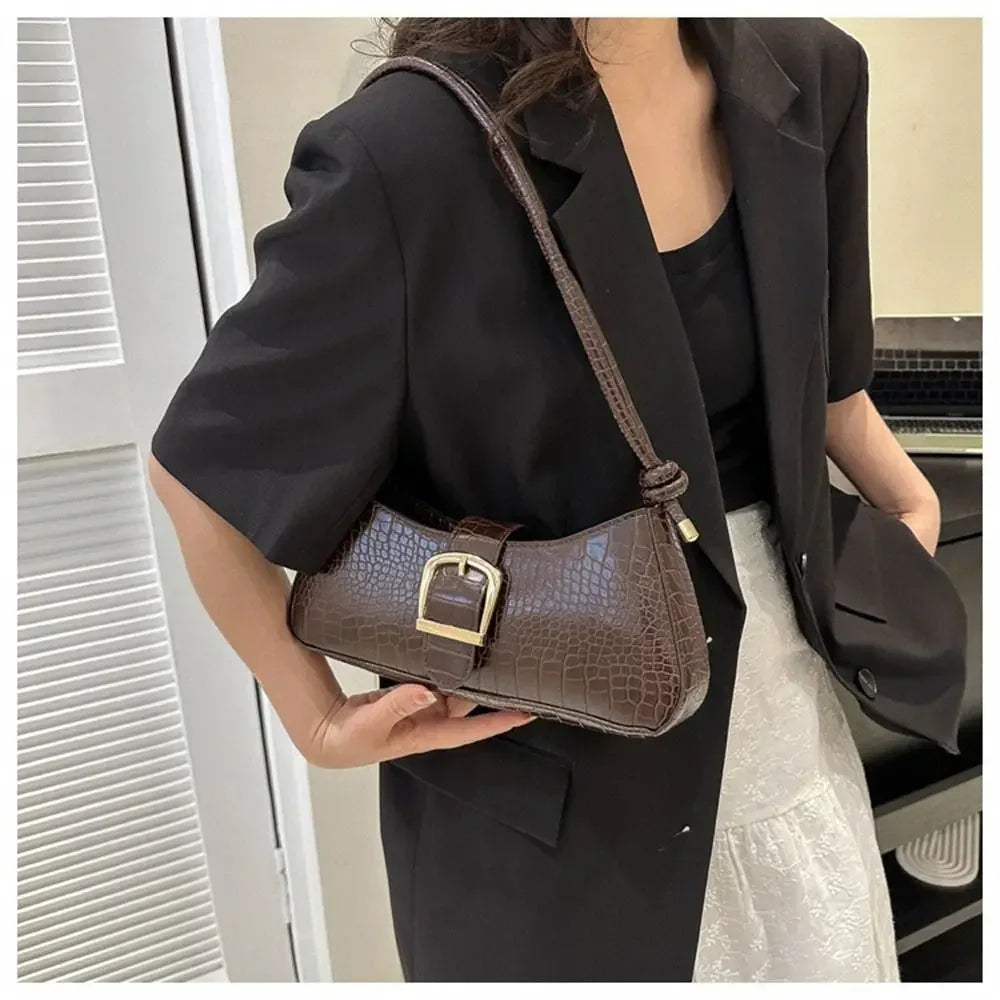 2024 New Fashion Solid Color French Small Hand Baguette Bag French Texture Popular Bag White Underarm Bag Female