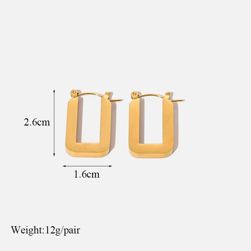 EILIECK 316L Stainless Steel Metal Hollow Hoop Huggie Earrings For Women High-quality Fashion Gold Color Ear Jewelry Accessories