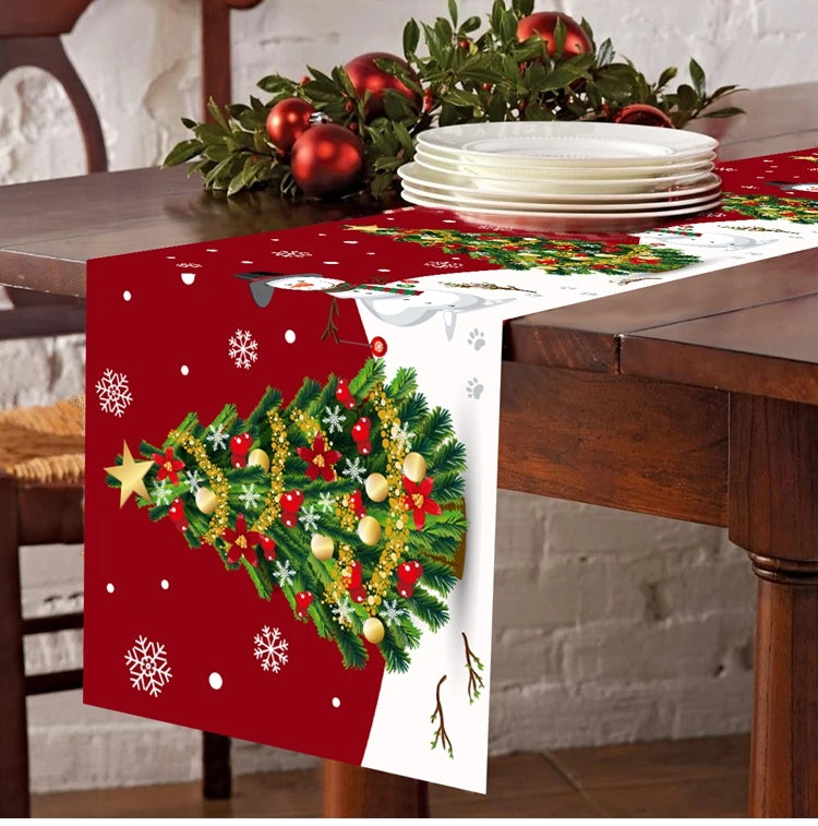 2024 Christmas Table Runners Merry Christmas Decoration for Home Tablecloth Table Cover Xmas Gifts Navidad Noel New Year 2025