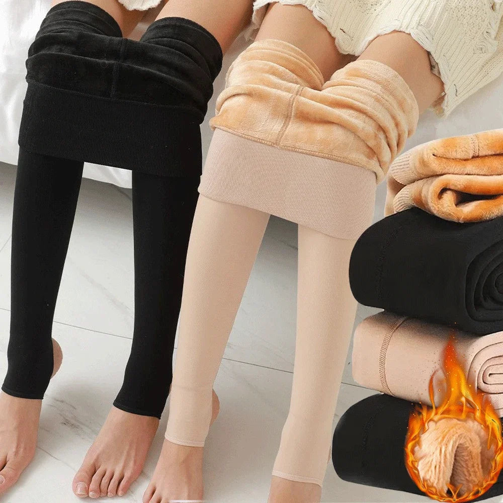 Women Winter Leggings Girls Warm High Waist Solid Color Velvet Stocking Thickened Soft Comfortable Pantyhose Fashion Accessories