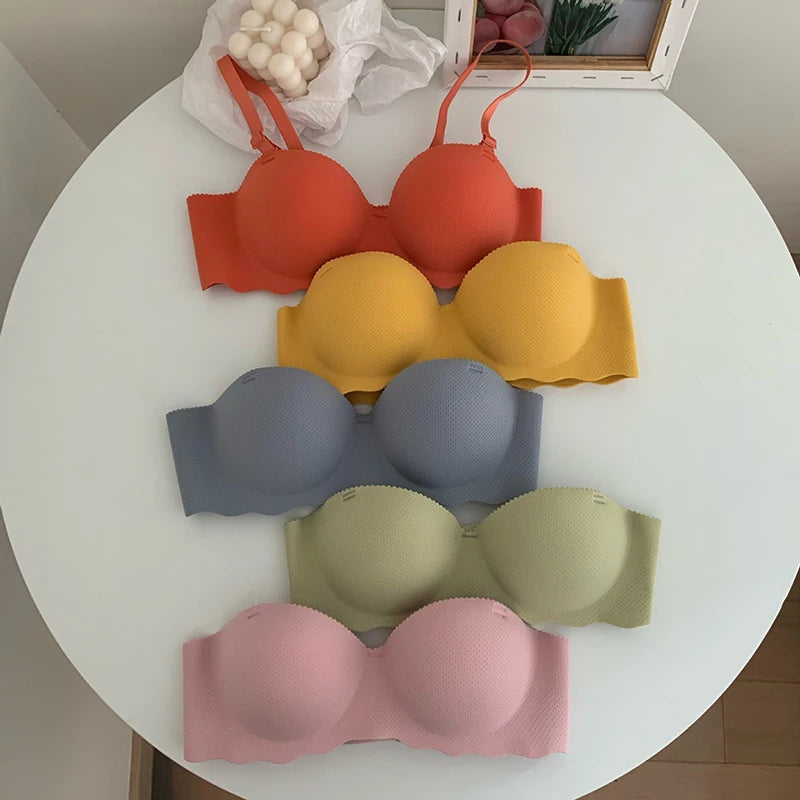 1Pc Seamless Underwear Sexy Gathered Bras Solid Color Lingerie Soft Comfortable Underwear Women's Intimates