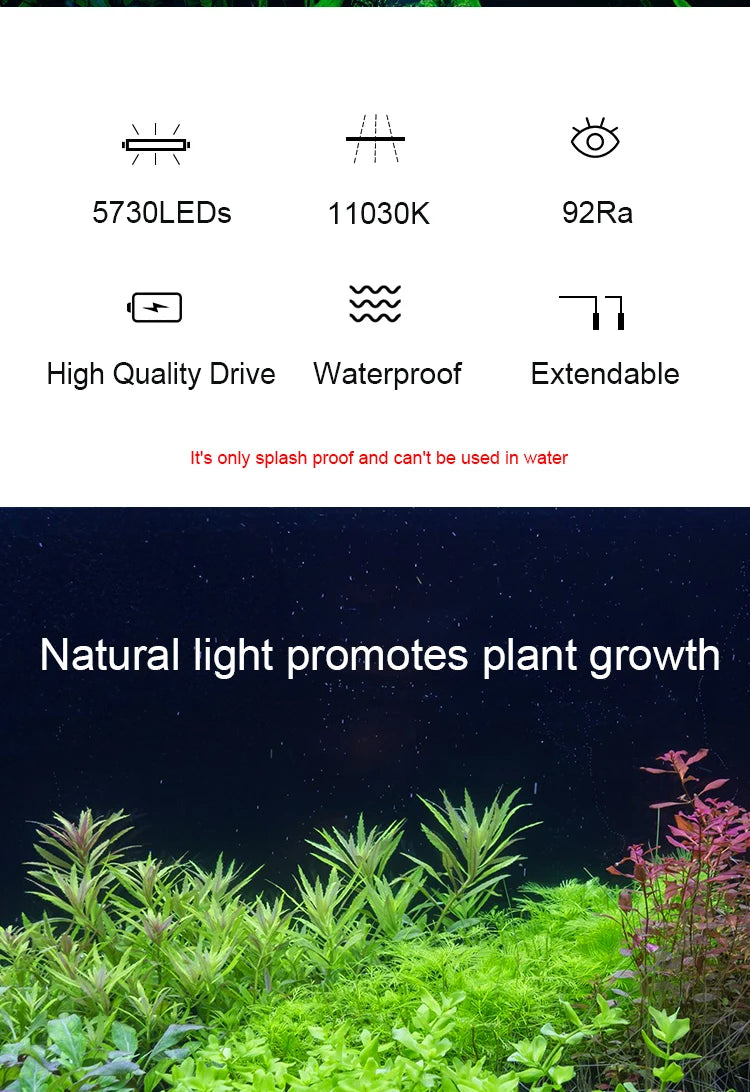 18~70CM Super Bright Lamp LED Aquarium Light For Aquatic Plant Fish Tank Extensible Clip Lamp 90~260V