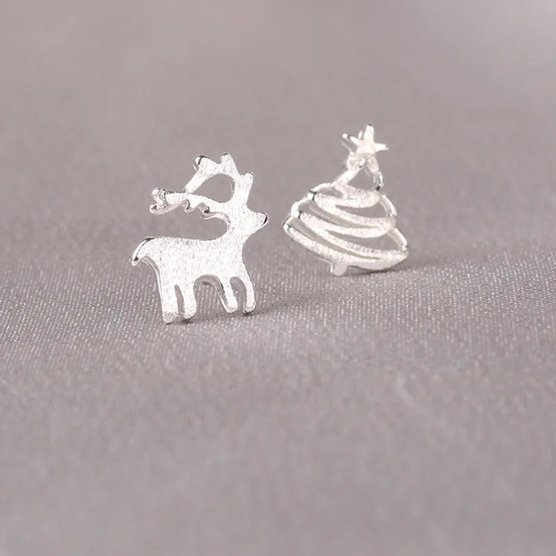 925 Silver Needles Lovely Mini Stud Earrings Women Cute Heart Star Moon Daisy Christmas Xmas Planet Butterfly Ear Studs