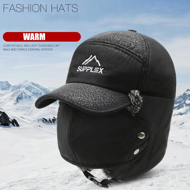 Men Women FauxEarHat Cap Winter Ski Trooper Trapper Cap Black Ski Trooper Trapper Cold snow Cap Accessories Winter Warm Hat