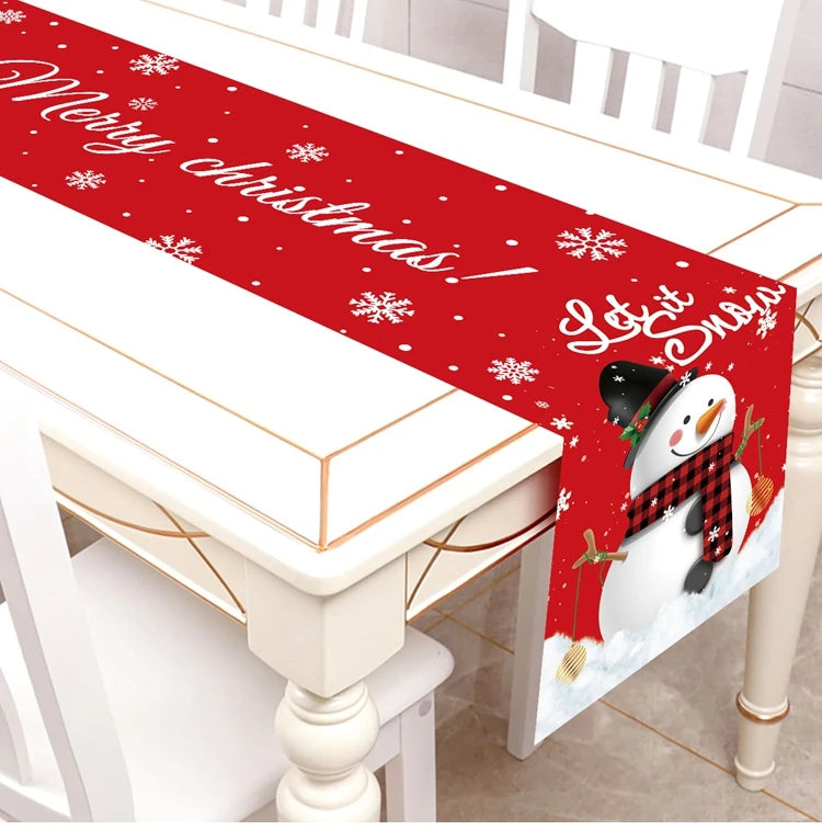 2024 Christmas Table Runners Merry Christmas Decoration for Home Tablecloth Table Cover Xmas Gifts Navidad Noel New Year 2025