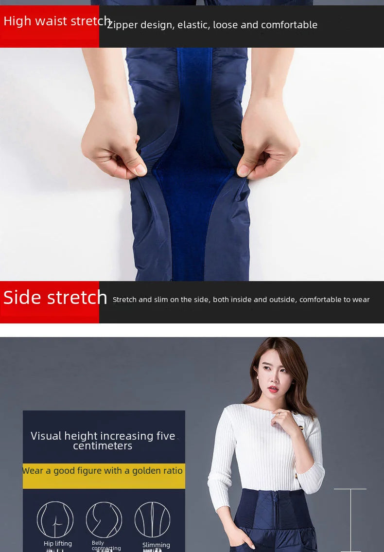 Winter New Style High-waisted Thickened Downcotton Wadded Trousers Women's Slimming Cotton Wadded Pants Windproof Warm Outerwear