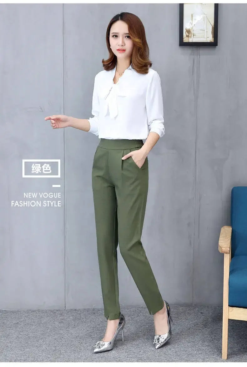 Women's High Waist Pants Spring and Summer Thin Stretch Women's Loose Trousers Casual Suit Pants Straight Office Ladies Clothes