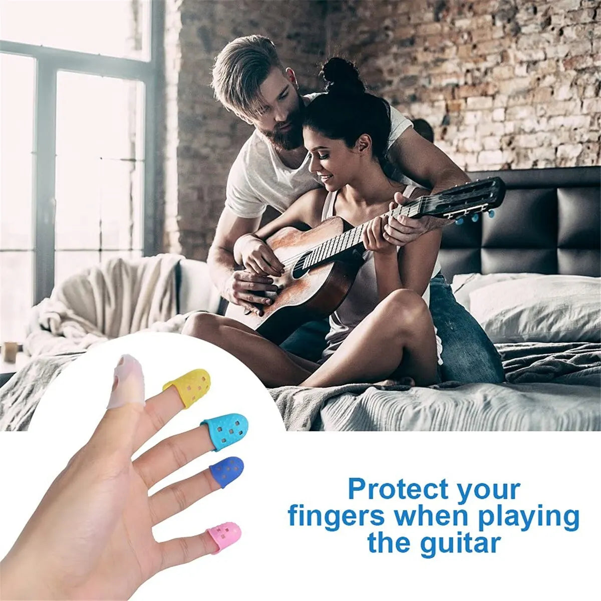 Guitar Fingertip Protectors 10 PCS Silicone Finger Guards 5 Sizes