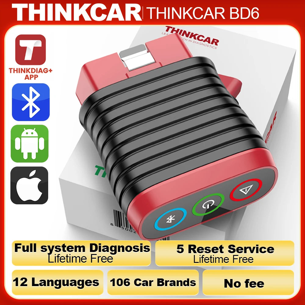 THINKCAR BD6 Bluetooth obd2 Scanner All Cars Full System Diagnosis 5 Reset Service Lifetime Free Automotive Diagnostic Tool