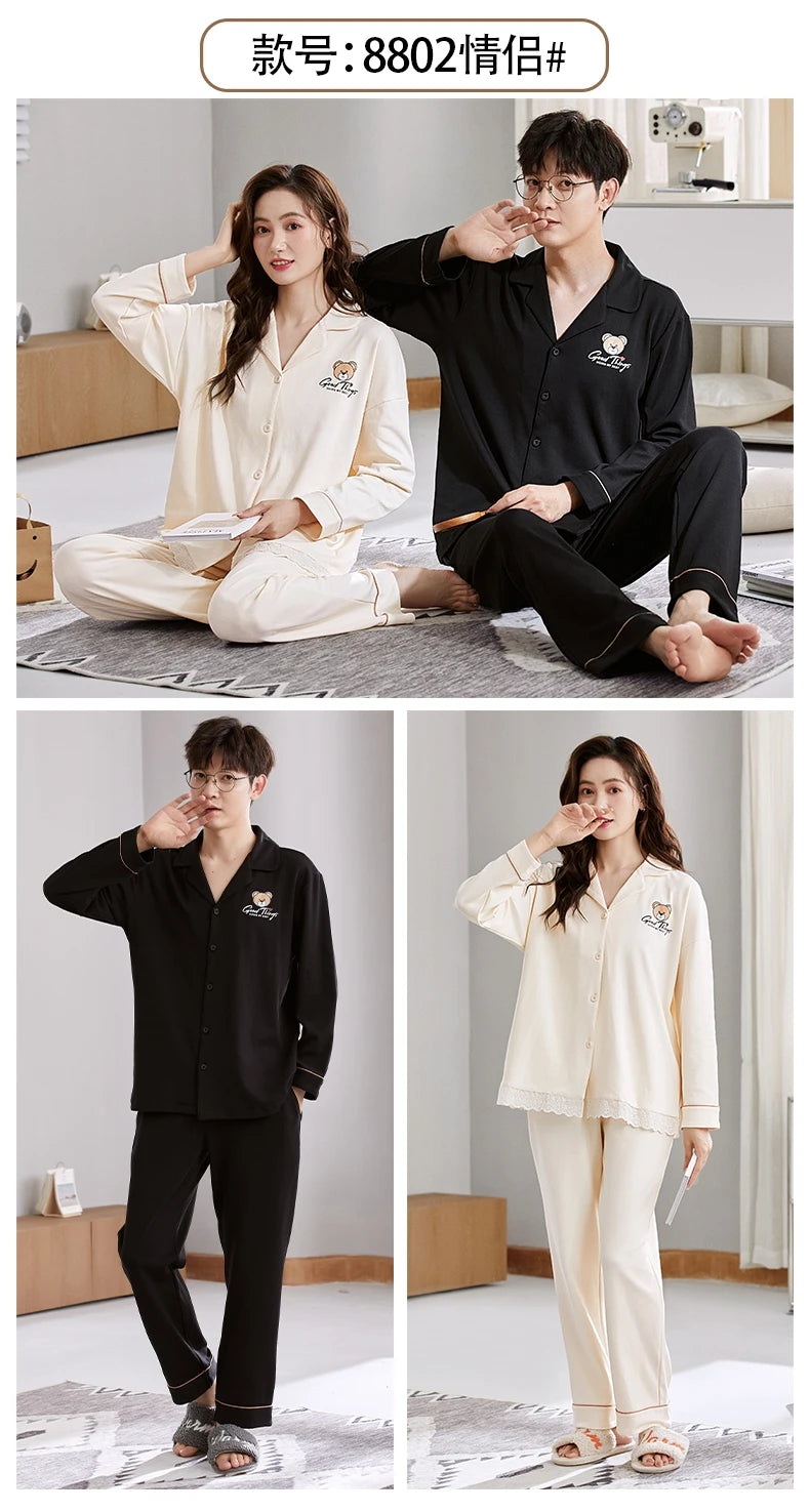 Pijamas En Conjunto Parejas Stretch Pyjama Cute Pajamas Nightgowns Couple Sleepwear Nightgowns Women Elegant Fashion Dress