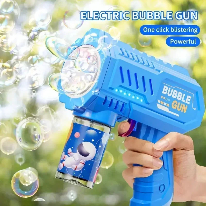 10 Holes Electric Bubble Gun Children Rocket Soap Automatic Bubble Machine Bubbles Gun Kids Summer Outdoor Bubble Blowing Toys