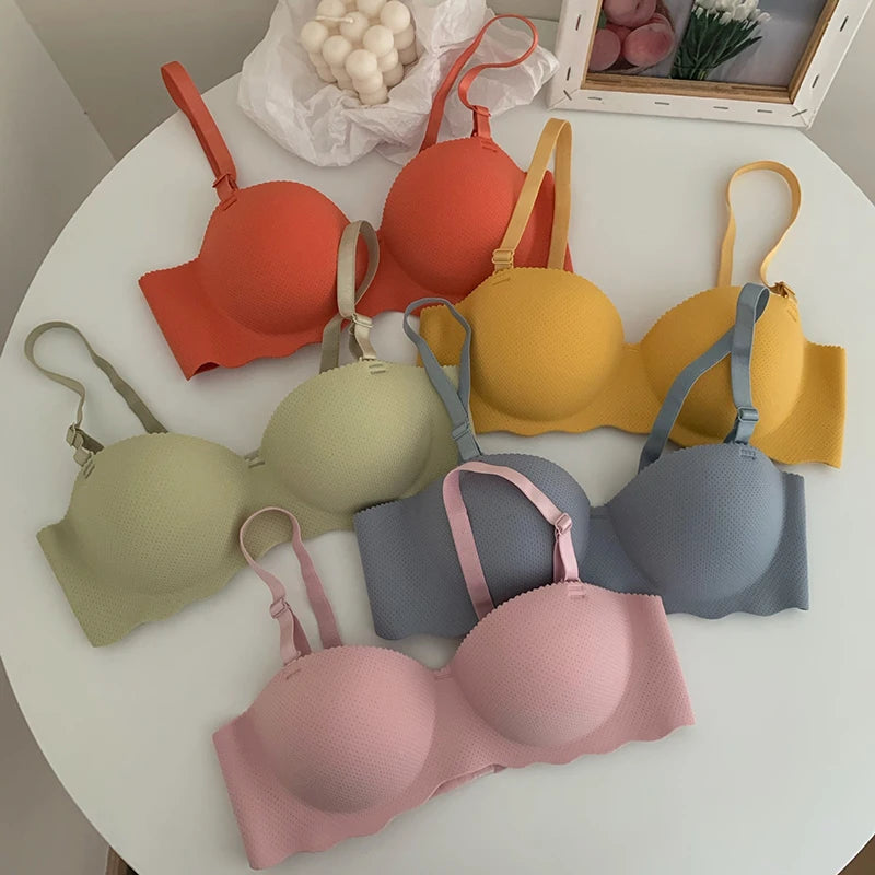 1Pc Seamless Underwear Sexy Gathered Bras Solid Color Lingerie Soft Comfortable Underwear Women's Intimates