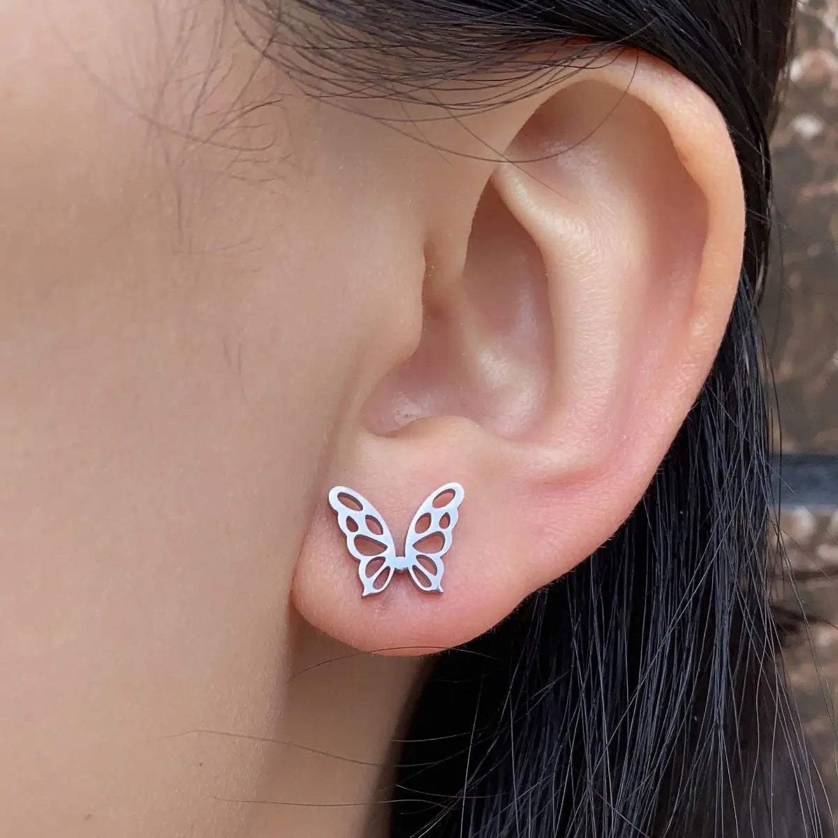 Stainless Steel Earrings Small Cute Butterfly Star Moon Heart Stud Earrings Set Punk Piercing Earing Women's Minimalist Jewelry