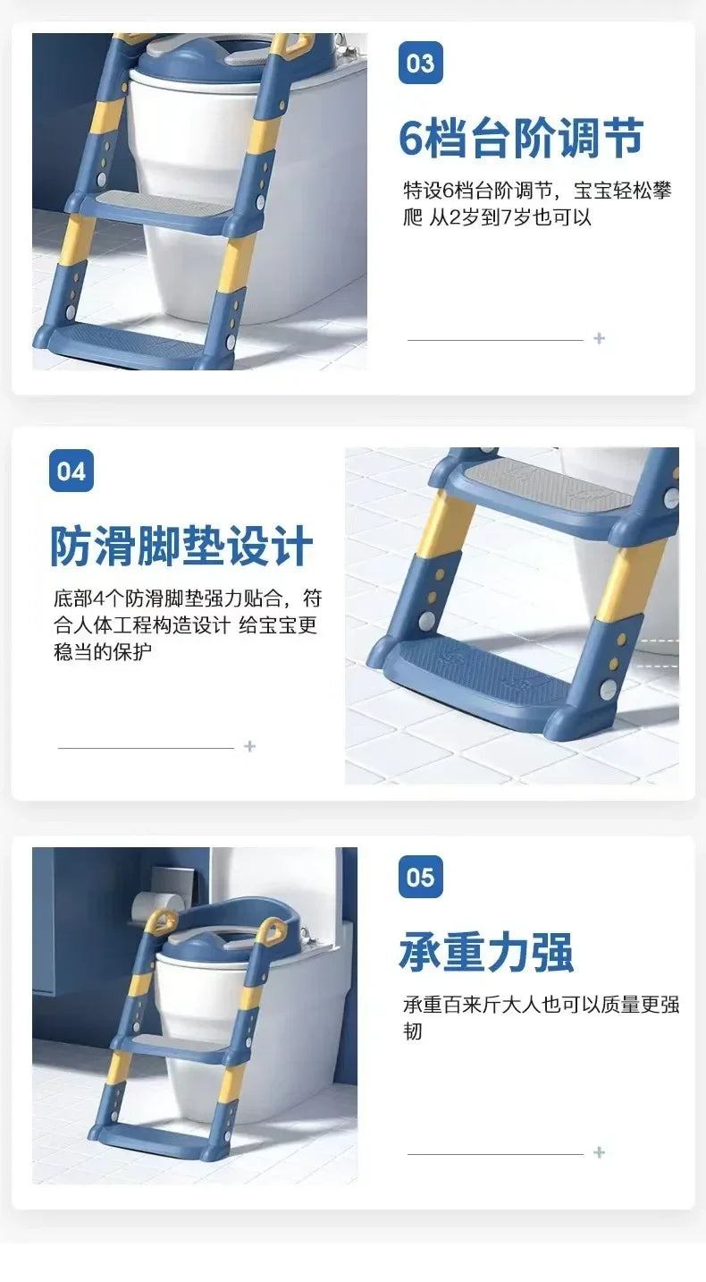 Children's Toilet Seat Stairway Baby Boys and Girls Toilet Folding Stand Step Stool Children's Step Toilet Seat Ring