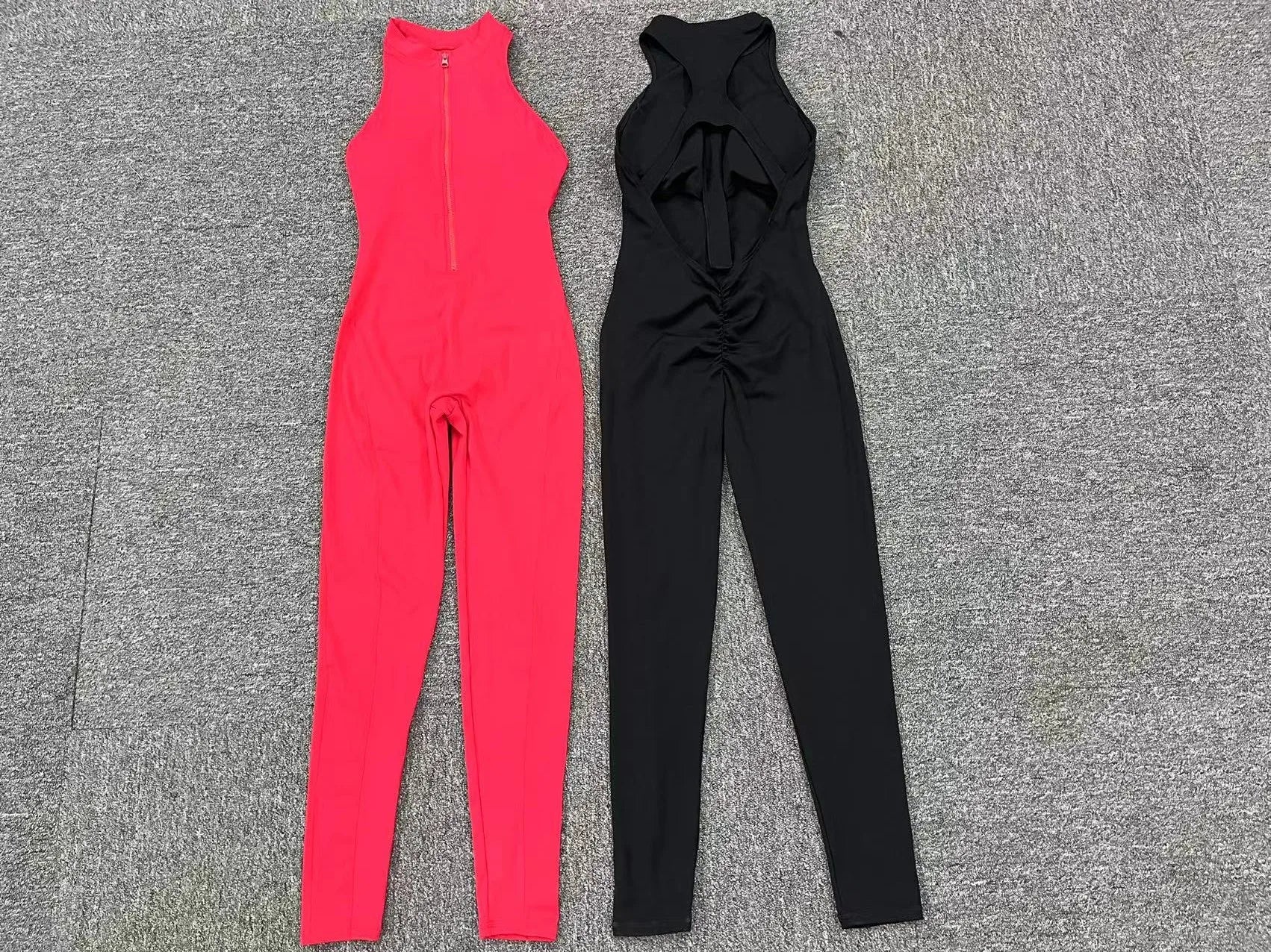 Sexy Hollow Backless Scrunch Sporty Jumpsuit Raises Butt Woman Gym Set One Piece Sport Suit Sleeveless Zip Yoga Fitness Overalls