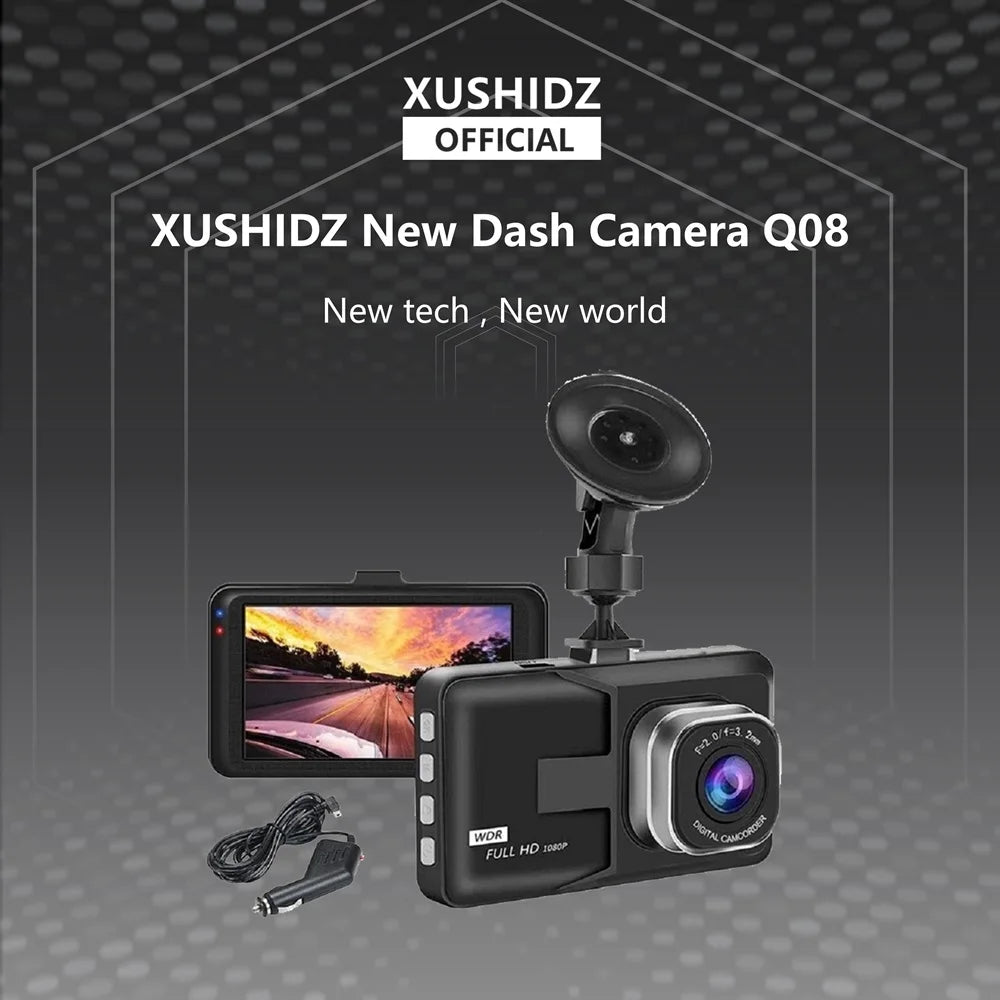 XUSHIDZ NEW 1080P HD Dash Camera Loop Recording Car Vehicle DVR Video Recorder Dashcam Night Vision 24h Parking Monitor G-sensor