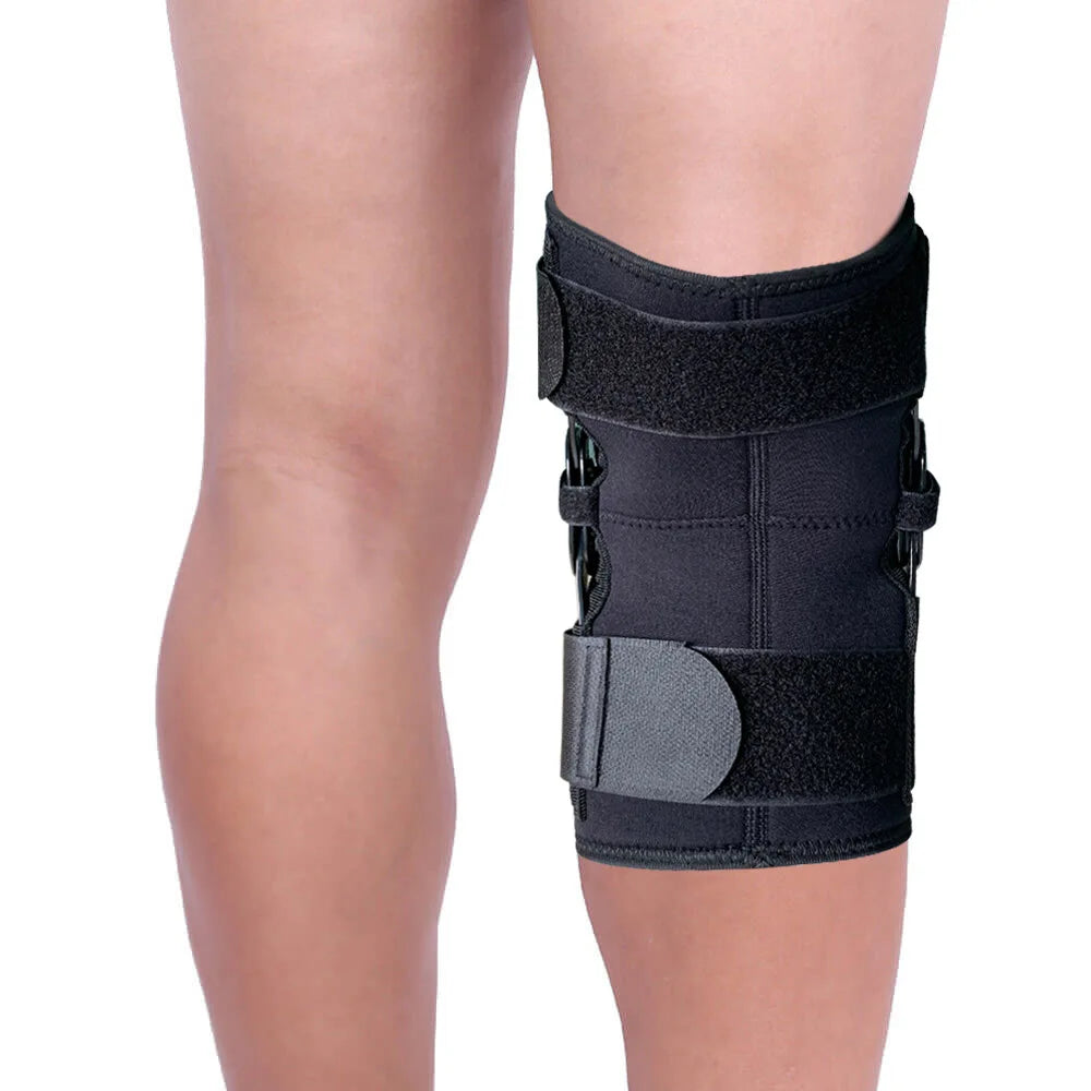 Hinged Knee Brace for Meniscus Tear: Adjustable Support for Knee Pain w/ Removable Metal Hinges & Built-in Side Stabilizers Knee