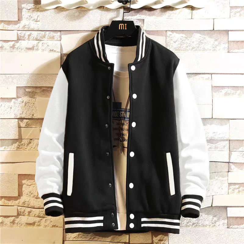 Black Gray White Solid Color Jacket Loose Oversize S-5XL Clothes Men Women Baseball Uniform Street Coat Warm Fleece Soft Jackets