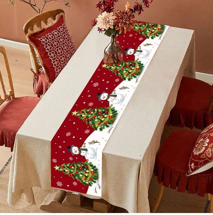 2024 Christmas Table Runners Merry Christmas Decoration for Home Tablecloth Table Cover Xmas Gifts Navidad Noel New Year 2025