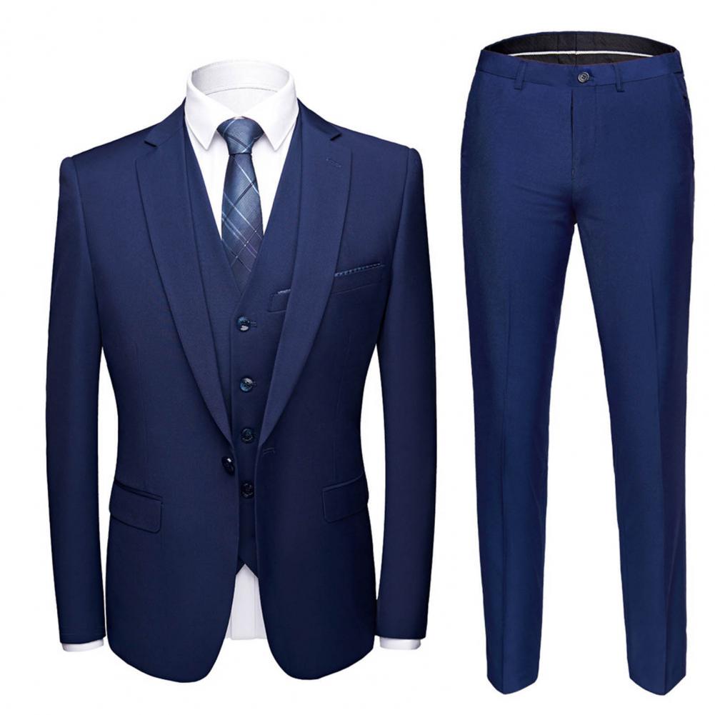 Men Suit Male Blazer Vest Pants Set Temperament Single Breasted Buttons Suit Top Pants Wedding Banquet Prom Formal Groom Suit